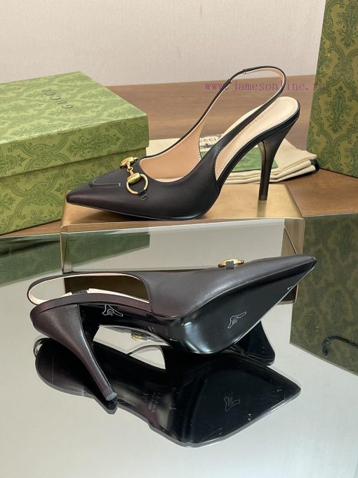 2024 G Home New GUcc 𝐢 Horseneck Buckle Exposed Heel Shallow Mouth Thin Heel High Heel Point17nai5fc - Image 10
