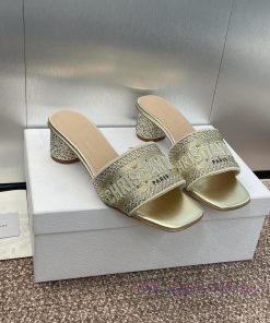 Dior 2024 DWAY Spring/Summer New One Word Drag Color blocked Hot Diamond Women's Shoes CD Lejlvyyn11