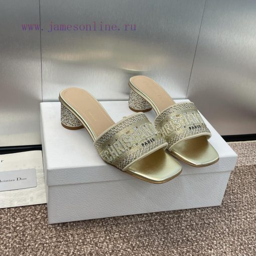 Dior 2024 DWAY Spring/Summer New One Word Drag Color blocked Hot Diamond Women's Shoes CD Lejlvyyn11 - Image 2