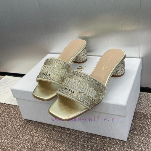 Dior 2024 DWAY Spring/Summer New One Word Drag Color blocked Hot Diamond Women's Shoes CD Lejlvyyn11 - Image 4