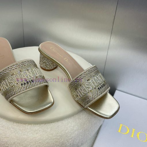 Dior 2024 DWAY Spring/Summer New One Word Drag Color blocked Hot Diamond Women's Shoes CD Lejlvyyn11 - Image 7