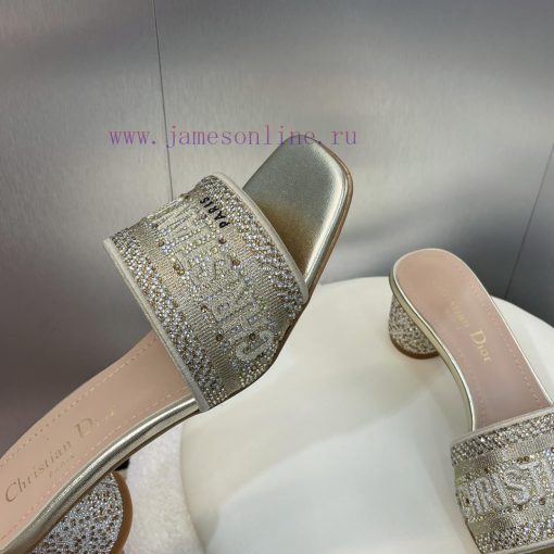 Dior 2024 DWAY Spring/Summer New One Word Drag Color blocked Hot Diamond Women's Shoes CD Lejlvyyn11 - Image 9