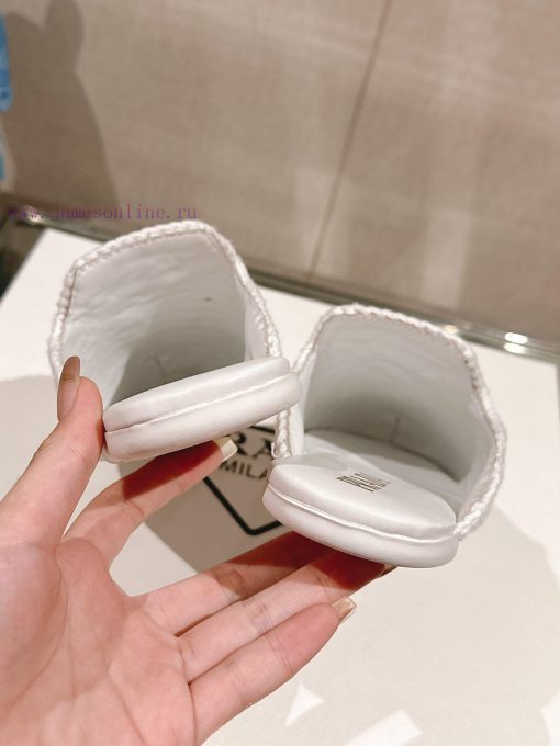 -24Ss new Prada woven round headed flat bottomed M ü ller half slippersThe upper of this Le g2tuzwko - Image 9
