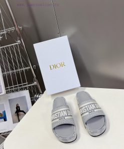 Top tierDior Classic Cotton 3D Stereoscopic Embroidery Printed Thick Bottom Cool Slippers Loetkg38z0