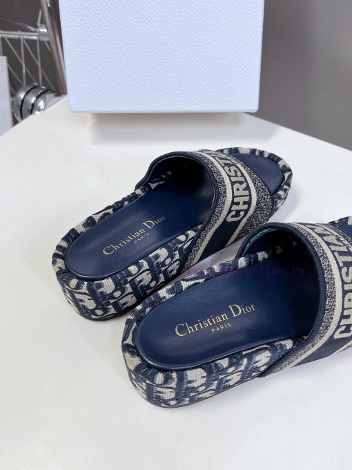 Top tierDior Classic Cotton 3D Stereoscopic Embroidery Printed Thick Bottom Cool Slippers Lok38b60ig - Image 9
