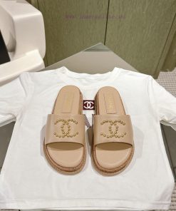 𝐂𝐡*𝐧𝐞𝐥  | ²⁰²4 𝐬𝐬  🤍🤎Summer Classic Logo Embroidered Slippers Original Development, Doublevn712fag
