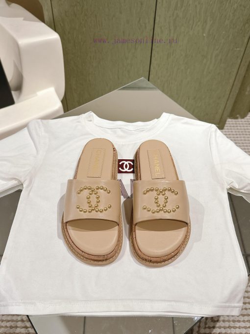 𝐂𝐡*𝐧𝐞𝐥  | ²⁰²4 𝐬𝐬  🤍🤎Summer Classic Logo Embroidered Slippers Original Development, Doublevn712fag