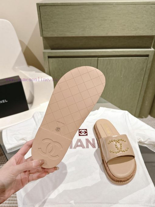 𝐂𝐡*𝐧𝐞𝐥  | ²⁰²4 𝐬𝐬  🤍🤎Summer Classic Logo Embroidered Slippers Original Development, Doublevn712fag - Image 7