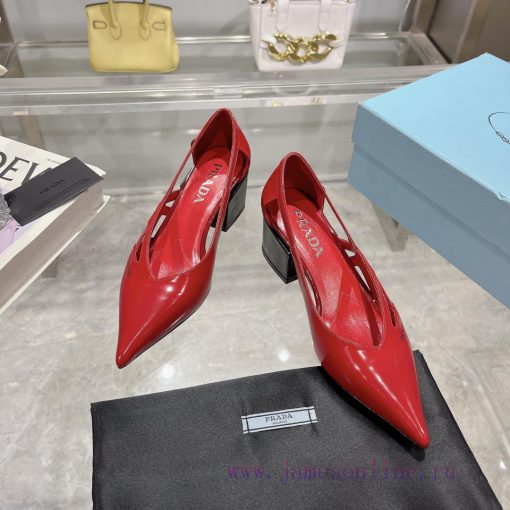 PRADA 24 𝐬𝐬 Autumn/Winter Fashion Show Women's Shoes Pointed Coarse Heel Fashion Style◽ Custxuw4r18g - Image 3