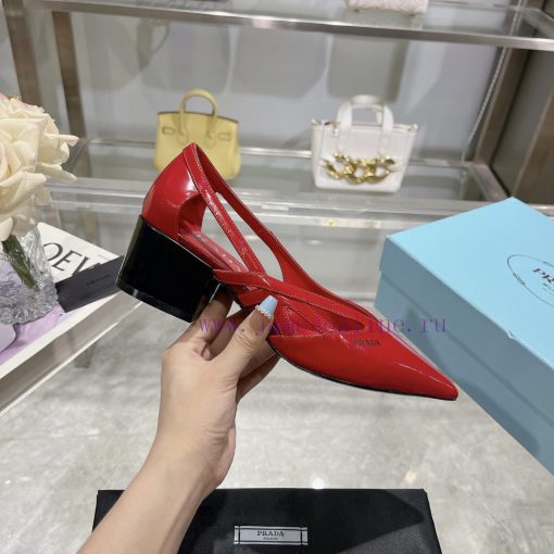PRADA 24 𝐬𝐬 Autumn/Winter Fashion Show Women's Shoes Pointed Coarse Heel Fashion Style◽ Custxuw4r18g - Image 5