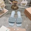 Miu Miu 2024 Spring/Summer New Soft Sheepskin Wrinkled Face Cool Slippers SeriesSweet and samcz7fiam