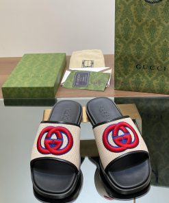 2024 Gucci Lido Series Hot selling Men's Embroidered G G Sandals Summer Interlocking Double fgr2paff