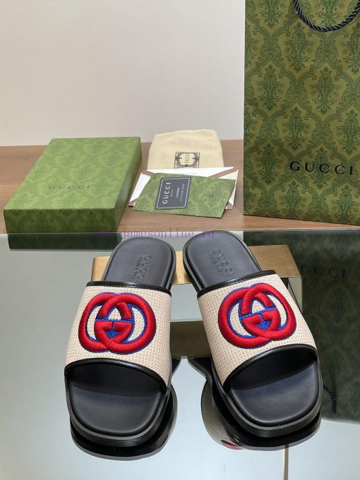 2024 Gucci Lido Series Hot selling Men's Embroidered G G Sandals Summer Interlocking Double fgr2paff - Image 2