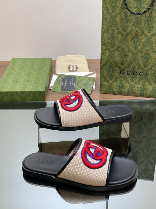 2024 Gucci Lido Series Hot selling Men's Embroidered G G Sandals Summer Interlocking Double fgr2paff - Image 7