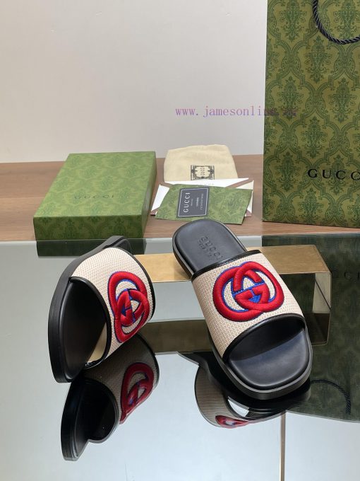 2024 Gucci Lido Series Hot selling Men's Embroidered G G Sandals Summer Interlocking Double fgr2paff - Image 8