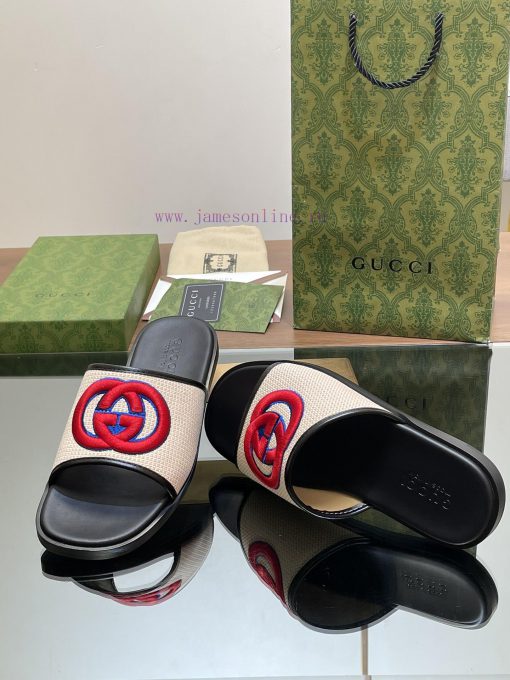2024 Gucci Lido Series Hot selling Men's Embroidered G G Sandals Summer Interlocking Double fgr2paff - Image 9