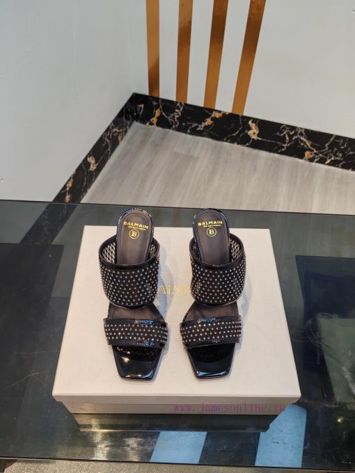 Balmain 2024 Spring/Summer Fashion Mesh Diamond High Heels SlippersBrand Balmain 𝘽𝙖𝙡𝙢𝙖𝙞𝙣 by zicg2wir - Image 2