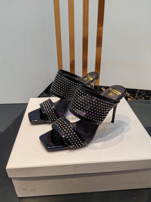 Balmain 2024 Spring/Summer Fashion Mesh Diamond High Heels SlippersBrand Balmain 𝘽𝙖𝙡𝙢𝙖𝙞𝙣 by zicg2wir - Image 4
