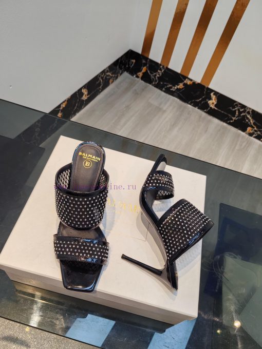 Balmain 2024 Spring/Summer Fashion Mesh Diamond High Heels SlippersBrand Balmain 𝘽𝙖𝙡𝙢𝙖𝙞𝙣 by zicg2wir - Image 8