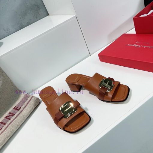 High quality salvatore Ferragamo/Ferragamo 24 spring/summer new Viva thick heel open toe slivtagj5k4 - Image 2