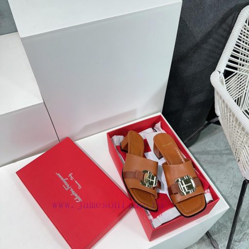 High quality salvatore Ferragamo/Ferragamo 24 spring/summer new Viva thick heel open toe slivtagj5k4 - Image 5