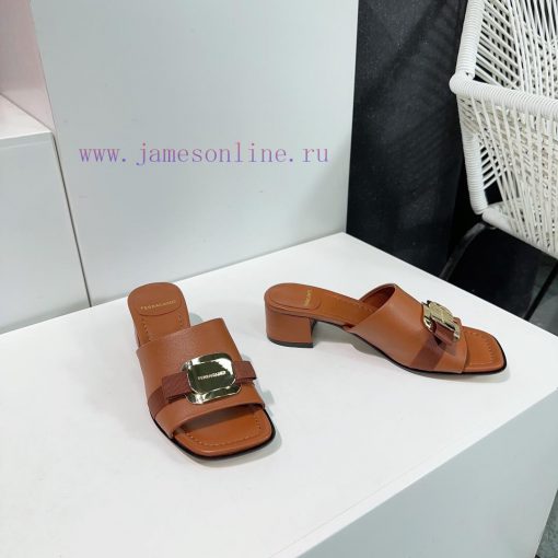 High quality salvatore Ferragamo/Ferragamo 24 spring/summer new Viva thick heel open toe slivtagj5k4 - Image 9