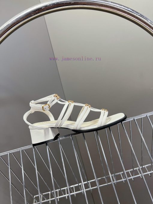 Celine's Spring/Summer Retro Triumphal Arch Fashionable Coarse Heels Sandals, Paired with Sodojqpzdd - Image 6