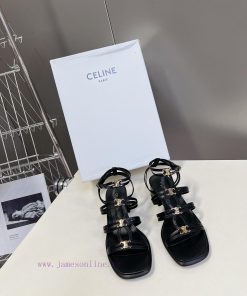 Celine's Spring/Summer Retro Triumphal Arch Fashionable Coarse Heels Sandals, Paired with Soi2y6kfqr