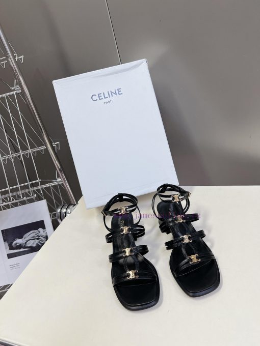 Celine's Spring/Summer Retro Triumphal Arch Fashionable Coarse Heels Sandals, Paired with Soi2y6kfqr - Image 2