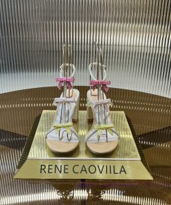 Top version ️R ᴇɴᴇ C ᴀᴏᴠɪʟʟᴀ | 2024s 𝐒 RC Classic Bow High Heel Sandals, Colorful Crystal Bohfqzr37b