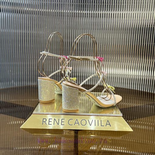 Top version ️R ᴇɴᴇ C ᴀᴏᴠɪʟʟᴀ | 2024s 𝐒 RC Classic Bow High Heel Sandals, Colorful Crystal Bohfqzr37b - Image 4