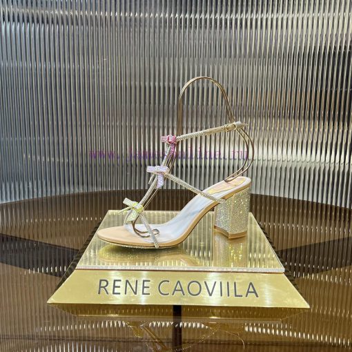 Top version ️R ᴇɴᴇ C ᴀᴏᴠɪʟʟᴀ | 2024s 𝐒 RC Classic Bow High Heel Sandals, Colorful Crystal Bohfqzr37b - Image 5