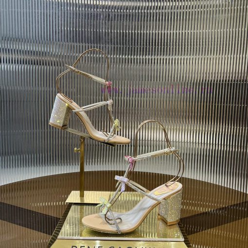 Top version ️R ᴇɴᴇ C ᴀᴏᴠɪʟʟᴀ | 2024s 𝐒 RC Classic Bow High Heel Sandals, Colorful Crystal Bohfqzr37b - Image 6