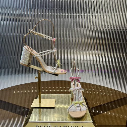 Top version ️R ᴇɴᴇ C ᴀᴏᴠɪʟʟᴀ | 2024s 𝐒 RC Classic Bow High Heel Sandals, Colorful Crystal Bohfqzr37b - Image 7