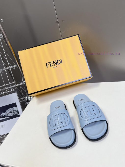 Top of the line original FENDI flat slippers, with brown original cowhide on the upper and Fzqitexu3 - Image 2