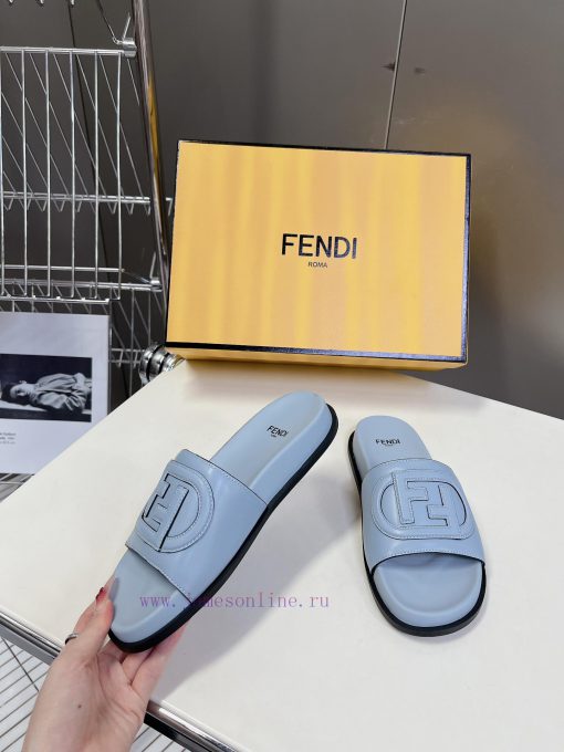 Top of the line original FENDI flat slippers, with brown original cowhide on the upper and Fzqitexu3 - Image 5
