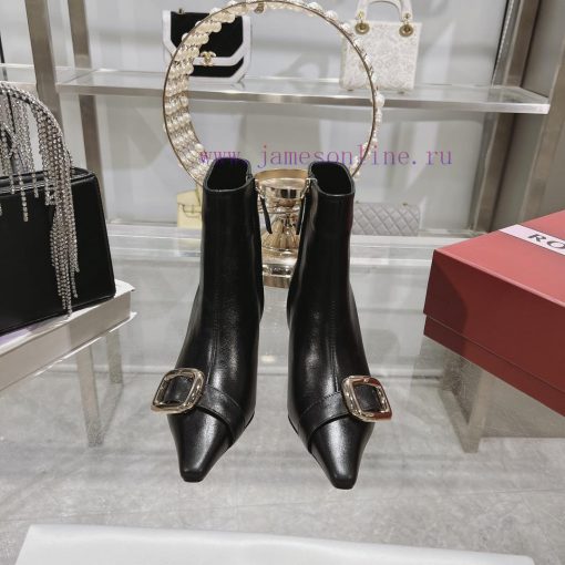 𝐑𝐨𝐠𝐞𝐫𝐕𝐢𝐯𝐢 * 24 New RV Women's Shoes Viv Choc Metal Buckle Thin Heel Short Boots RV's new boo57irajdt