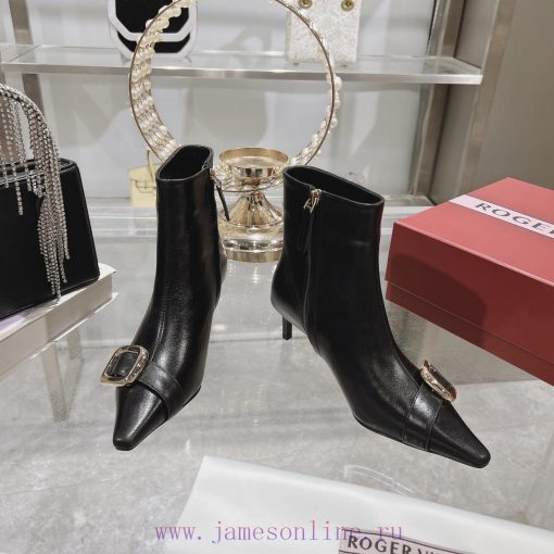 𝐑𝐨𝐠𝐞𝐫𝐕𝐢𝐯𝐢 * 24 New RV Women's Shoes Viv Choc Metal Buckle Thin Heel Short Boots RV's new boo57irajdt - Image 3