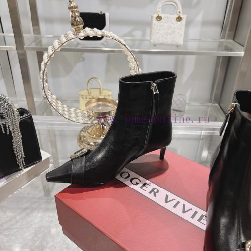 𝐑𝐨𝐠𝐞𝐫𝐕𝐢𝐯𝐢 * 24 New RV Women's Shoes Viv Choc Metal Buckle Thin Heel Short Boots RV's new boo57irajdt - Image 7