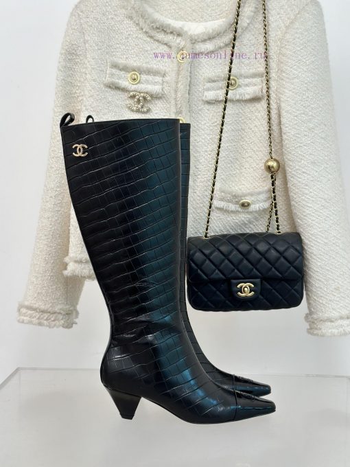 Chanel | Chanel 23c Autumn/Winter New ProductsDouble C Small Square Head Cat Heel Boots Seribmzbkskk