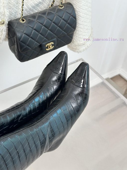Chanel | Chanel 23c Autumn/Winter New ProductsDouble C Small Square Head Cat Heel Boots Seribmzbkskk - Image 8
