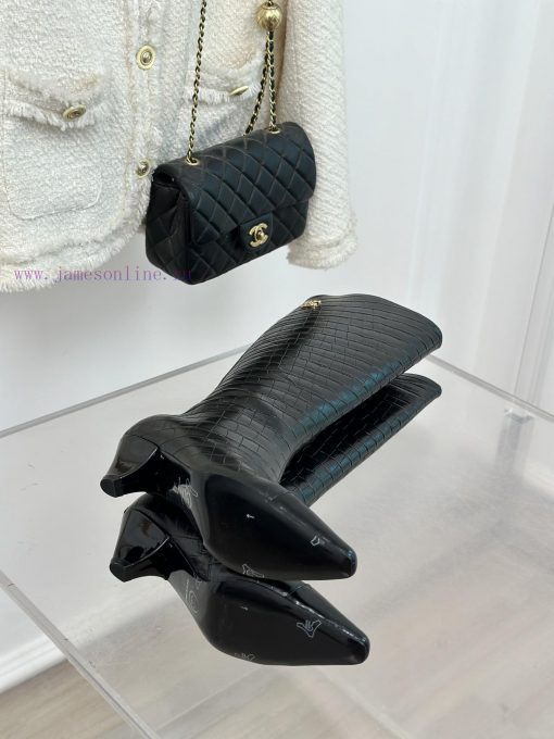 Chanel | Chanel 23c Autumn/Winter New ProductsDouble C Small Square Head Cat Heel Boots Seribmzbkskk - Image 10