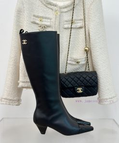 Chanel | Chanel 23c Autumn/Winter New ProductsDouble C Small Square Head Cat Heel Boots Serijk3i31ig