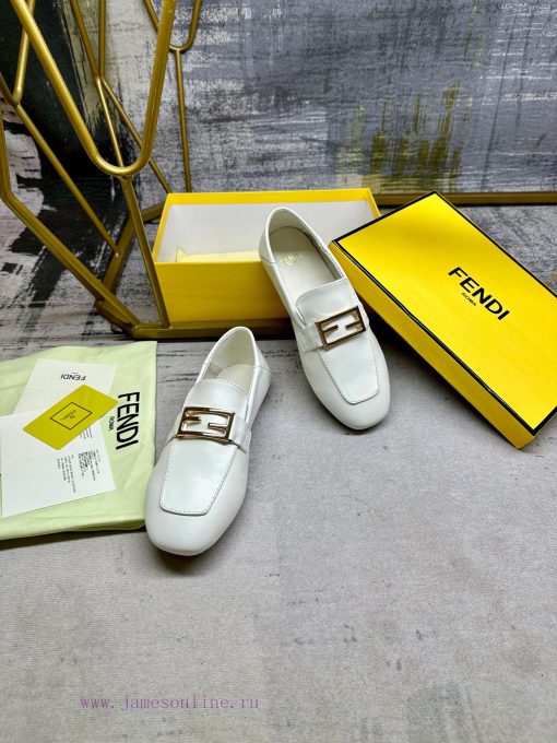 Latest FENDI loafers, made of soft sheepskin fabric, with gold fasteners and sheepskin insol6sf2tj6l - Image 5