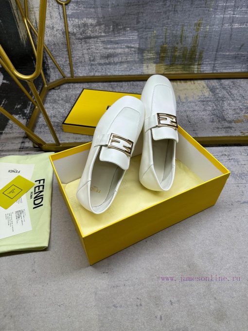 Latest FENDI loafers, made of soft sheepskin fabric, with gold fasteners and sheepskin insol6sf2tj6l - Image 6