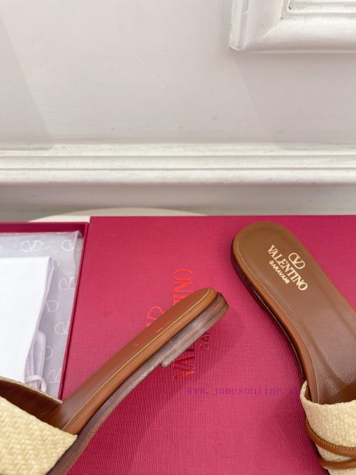 Valentino 2024 SS Spring/Summer New Product VLOGO Button Lafite Grass Slippers Newly Release4f9bvfix - Image 9