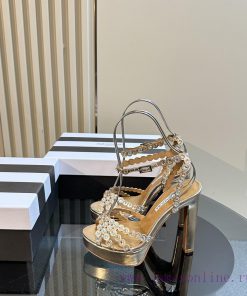 The Aquazzura 2024 classic high-heeled waterproof platform rhinestone sandals are truly beauu487ahro