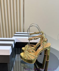 The Aquazzura 2024 classic high-heeled waterproof platform rhinestone sandals are truly beauq90gt50a