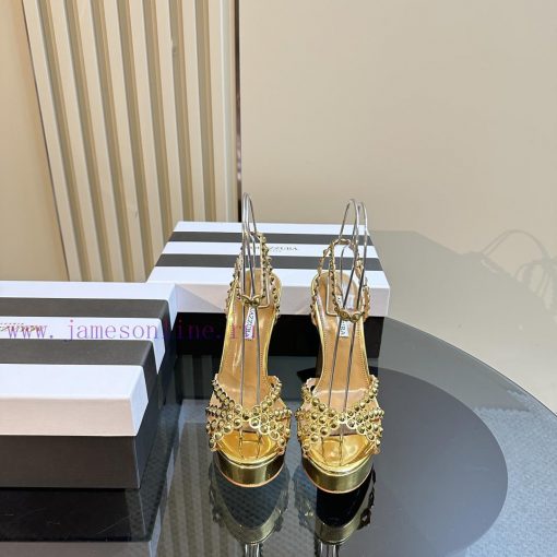 The Aquazzura 2024 classic high-heeled waterproof platform rhinestone sandals are truly beauq90gt50a - Image 3