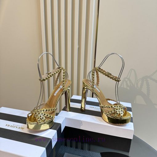 The Aquazzura 2024 classic high-heeled waterproof platform rhinestone sandals are truly beauq90gt50a - Image 4